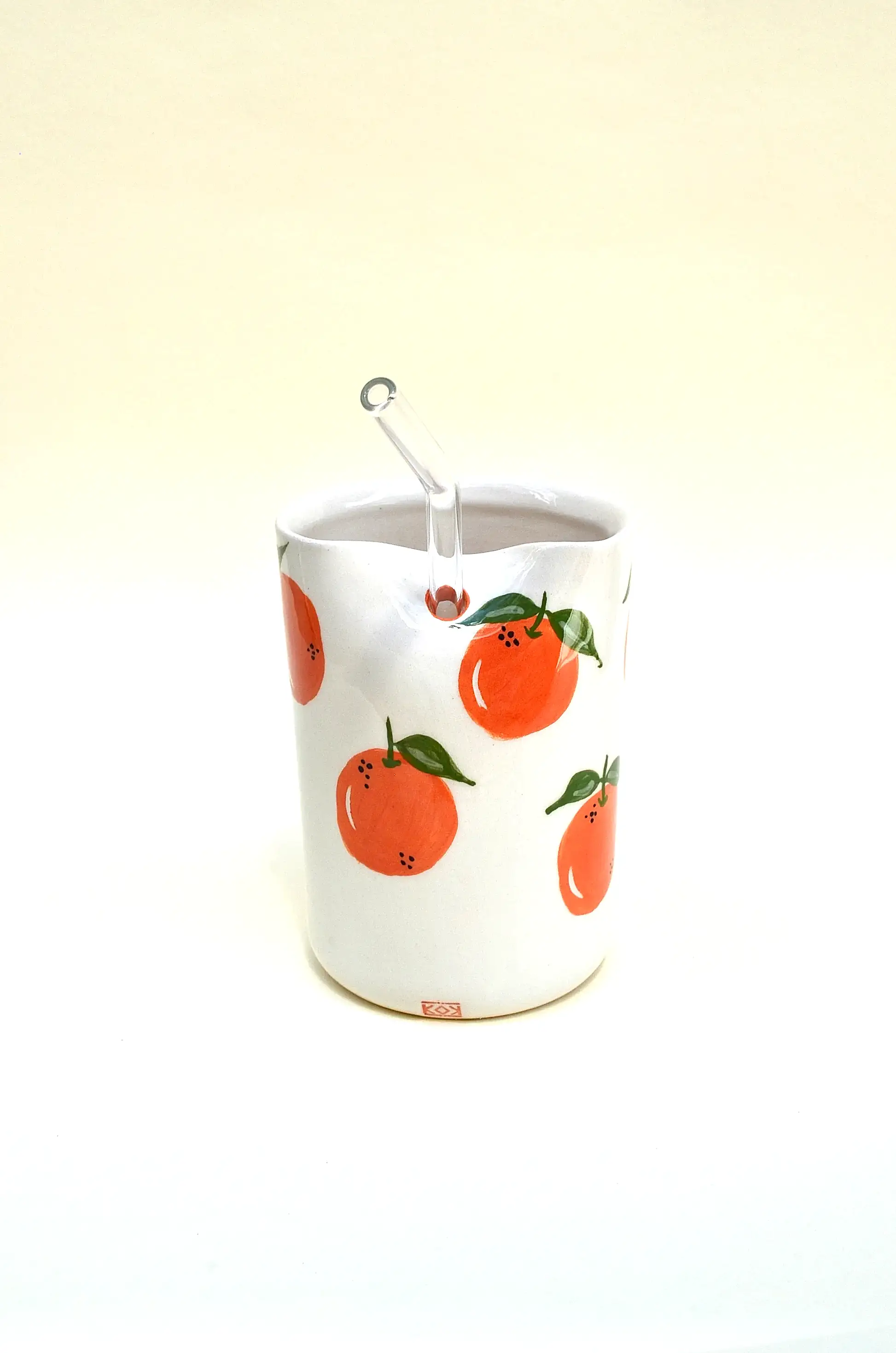 Portakal Desenli Pipetli Bardak