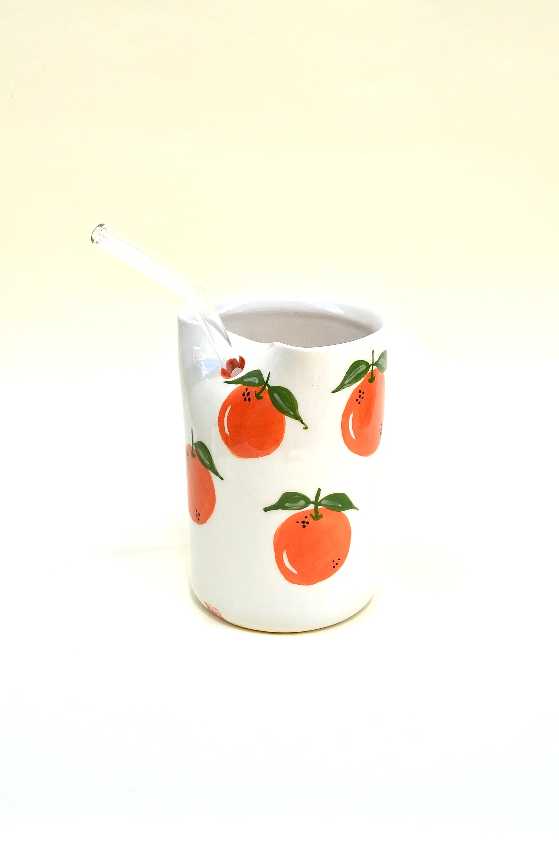 Portakal Desenli Pipetli Bardak