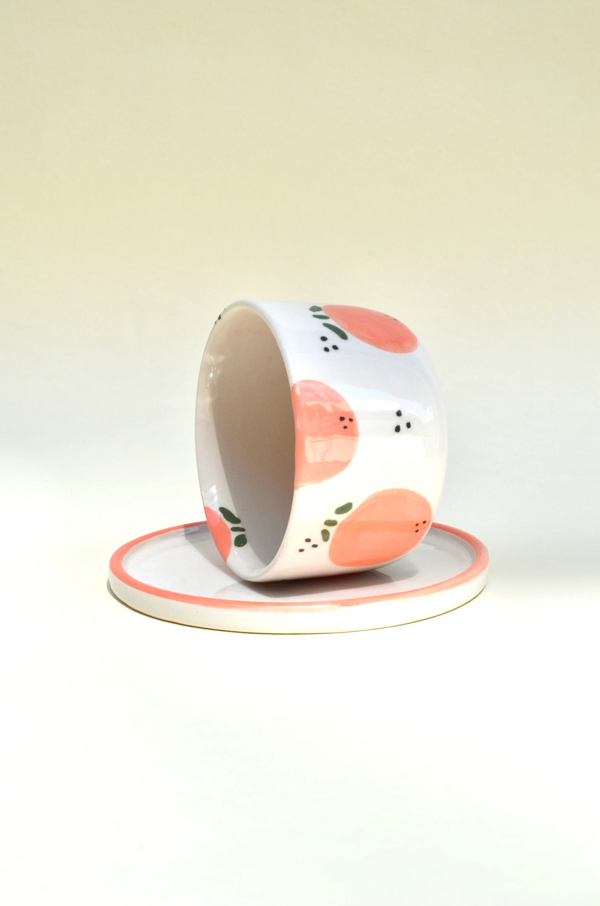 Portakal Desenli Altlıklı Bardak