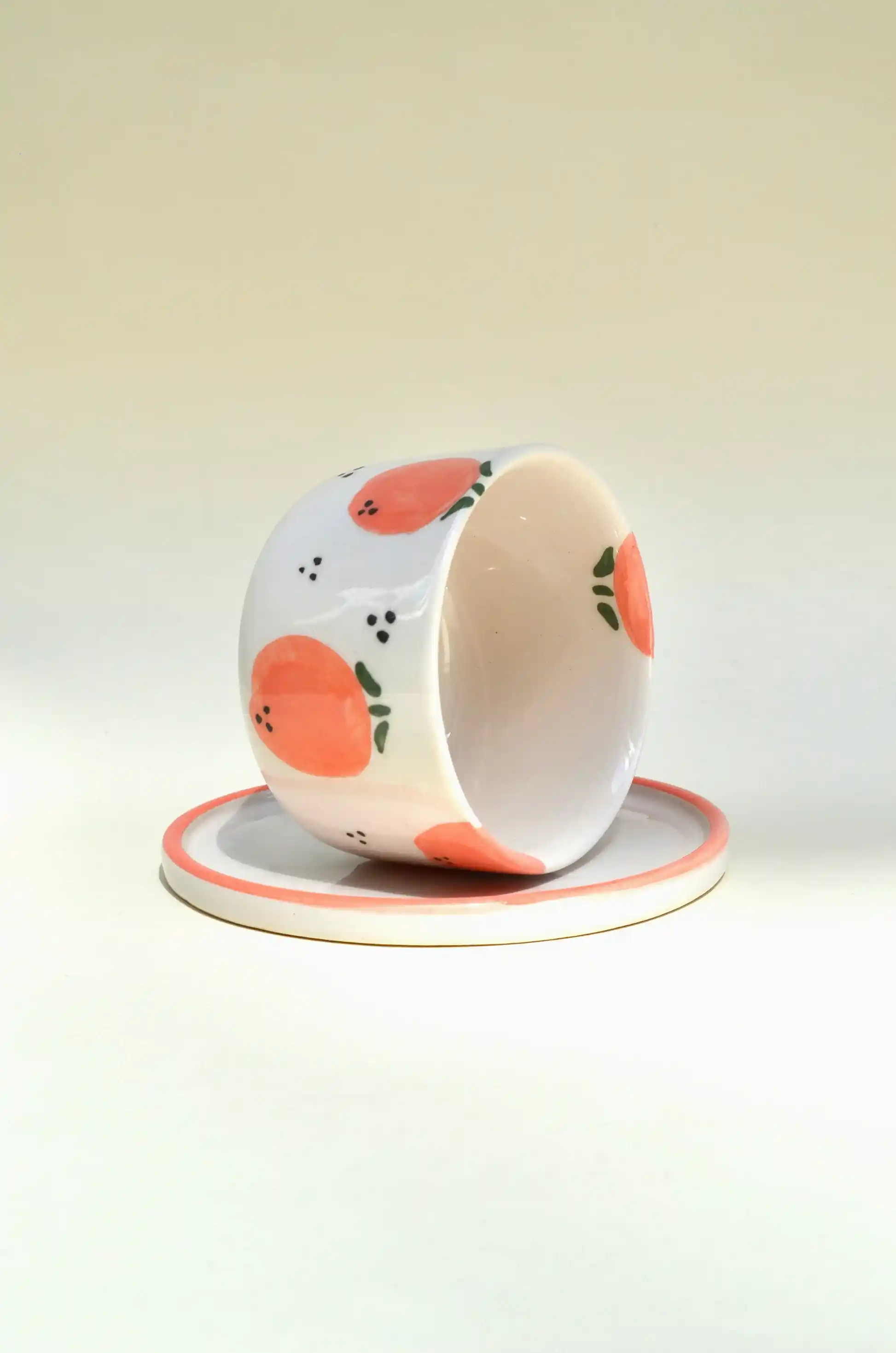 Portakal Desenli Altlıklı Bardak