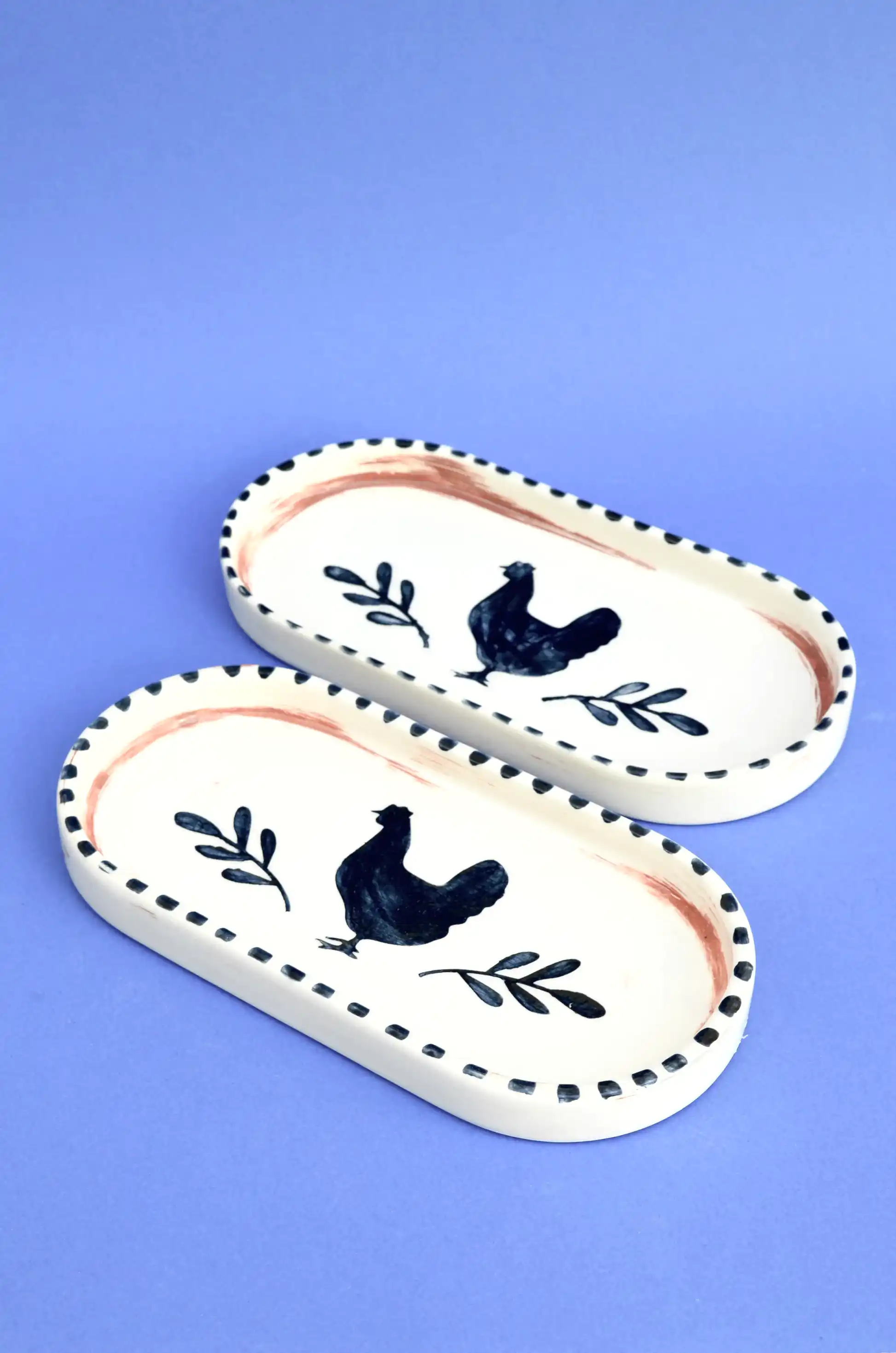 Tavuk Desenli 2'li Kayık Tabak