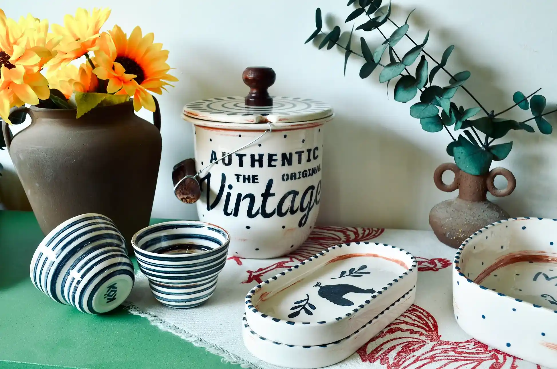 Tavuk Desenli 2'li Kayık Tabak